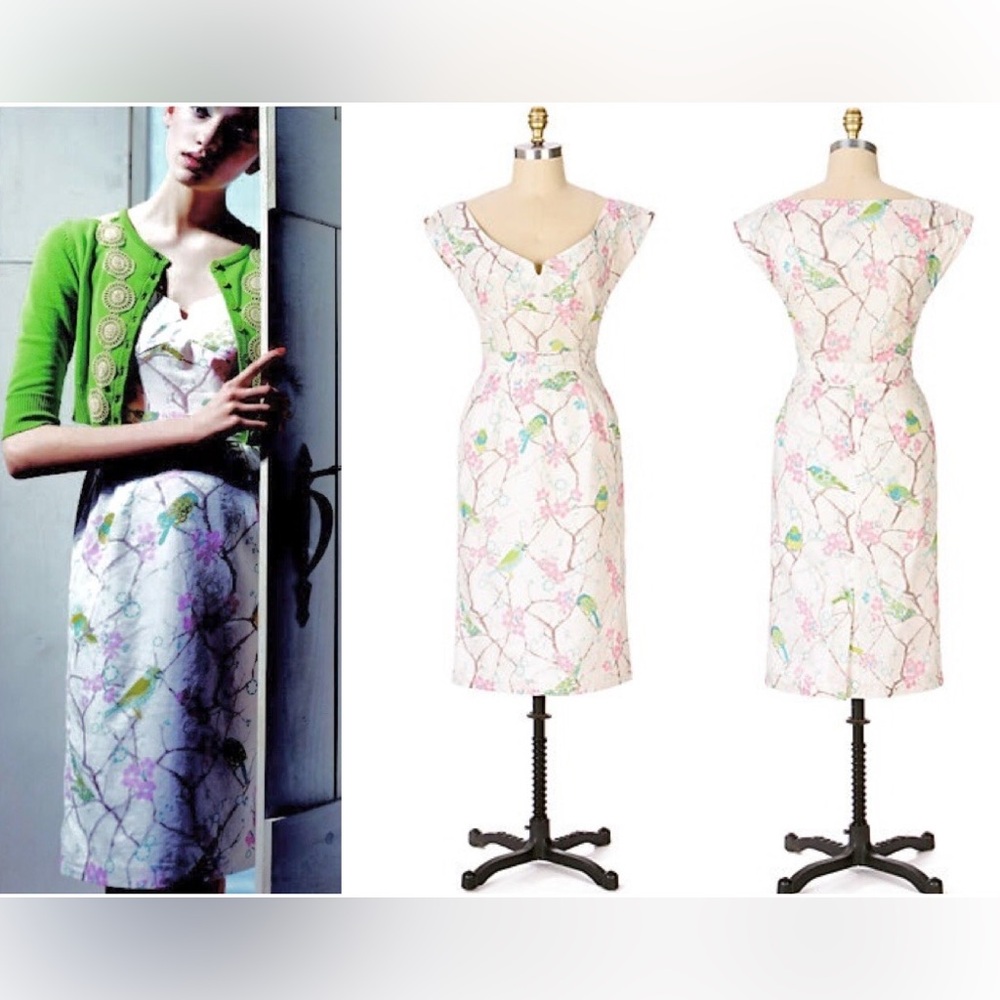 🆕 RARE Vintage Anthropologie MON PETIT OISEAU Caladesi Dress L